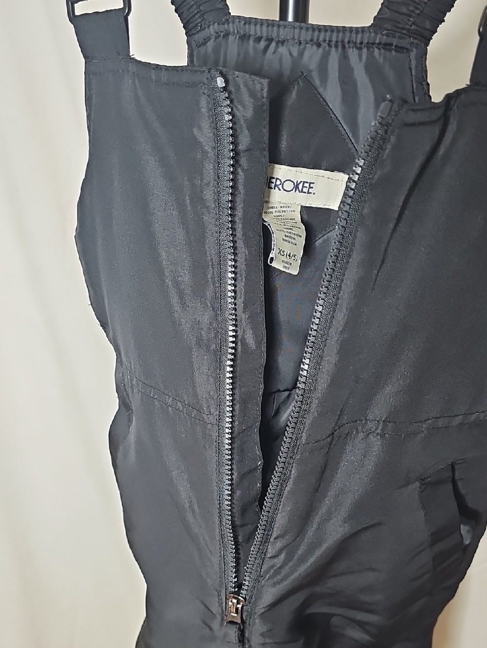 Cherokee Black Kids Snow Bib Overalls with Front Zipper - Picture 2 of 5